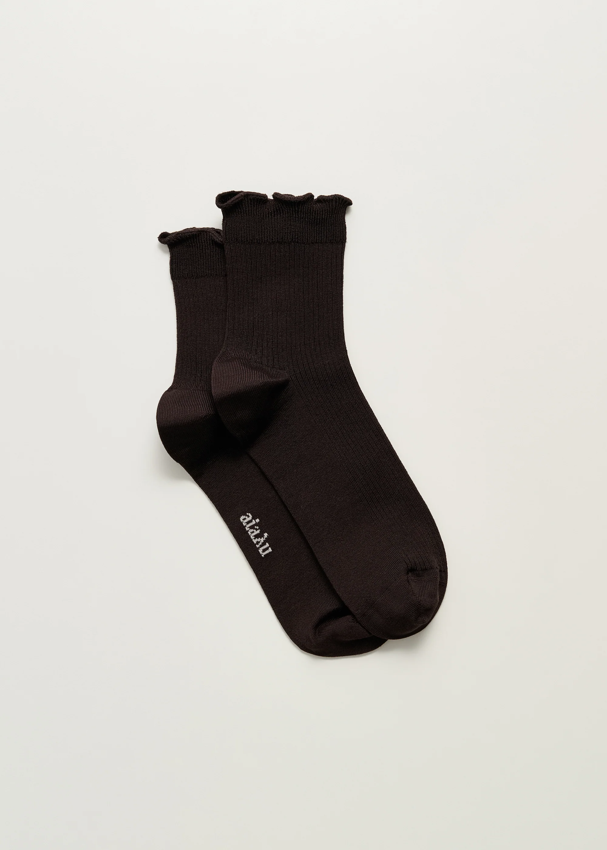 Cotton frill sock | Chocolate - Image 3