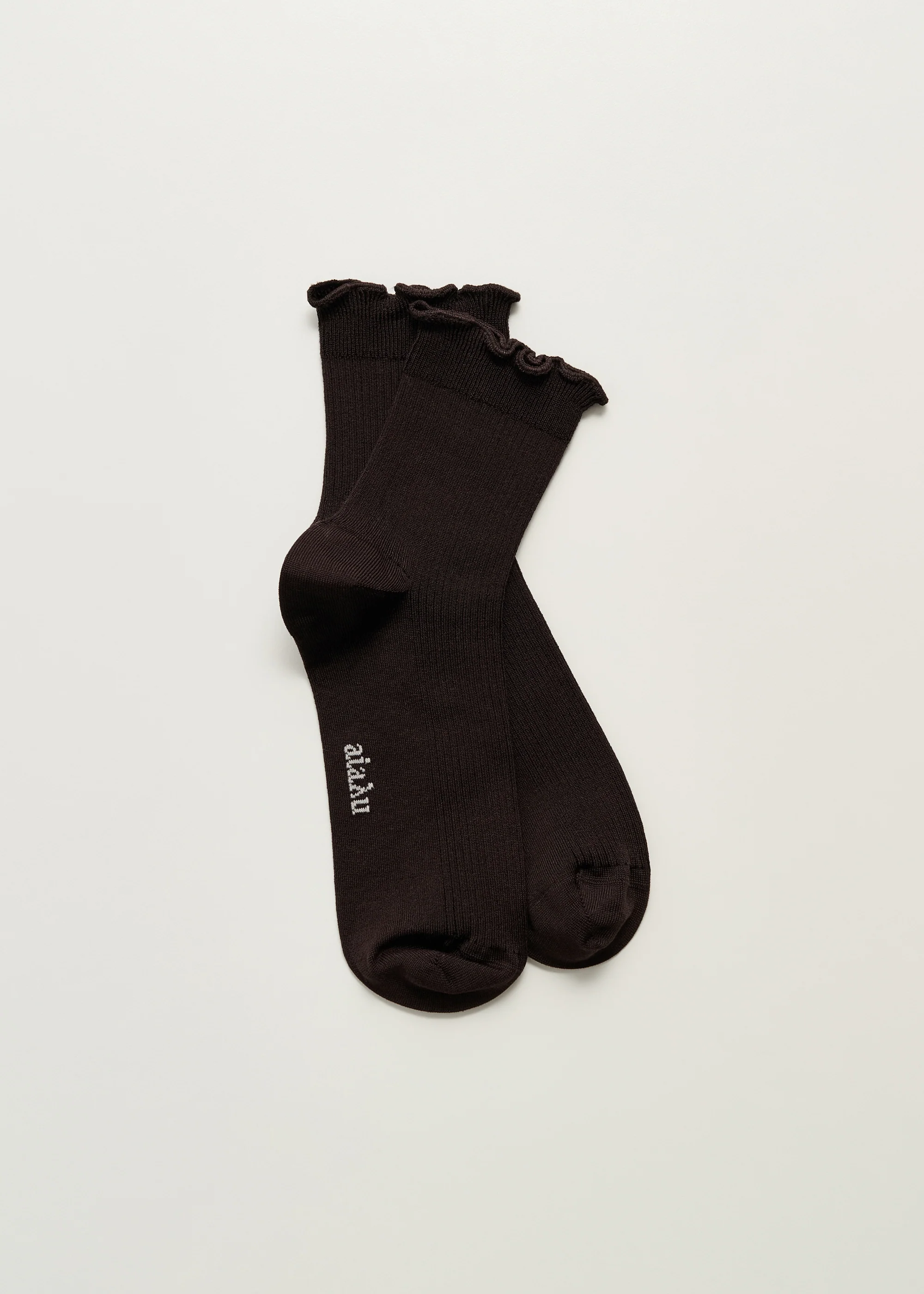 Cotton frill sock | Chocolate - Image 5