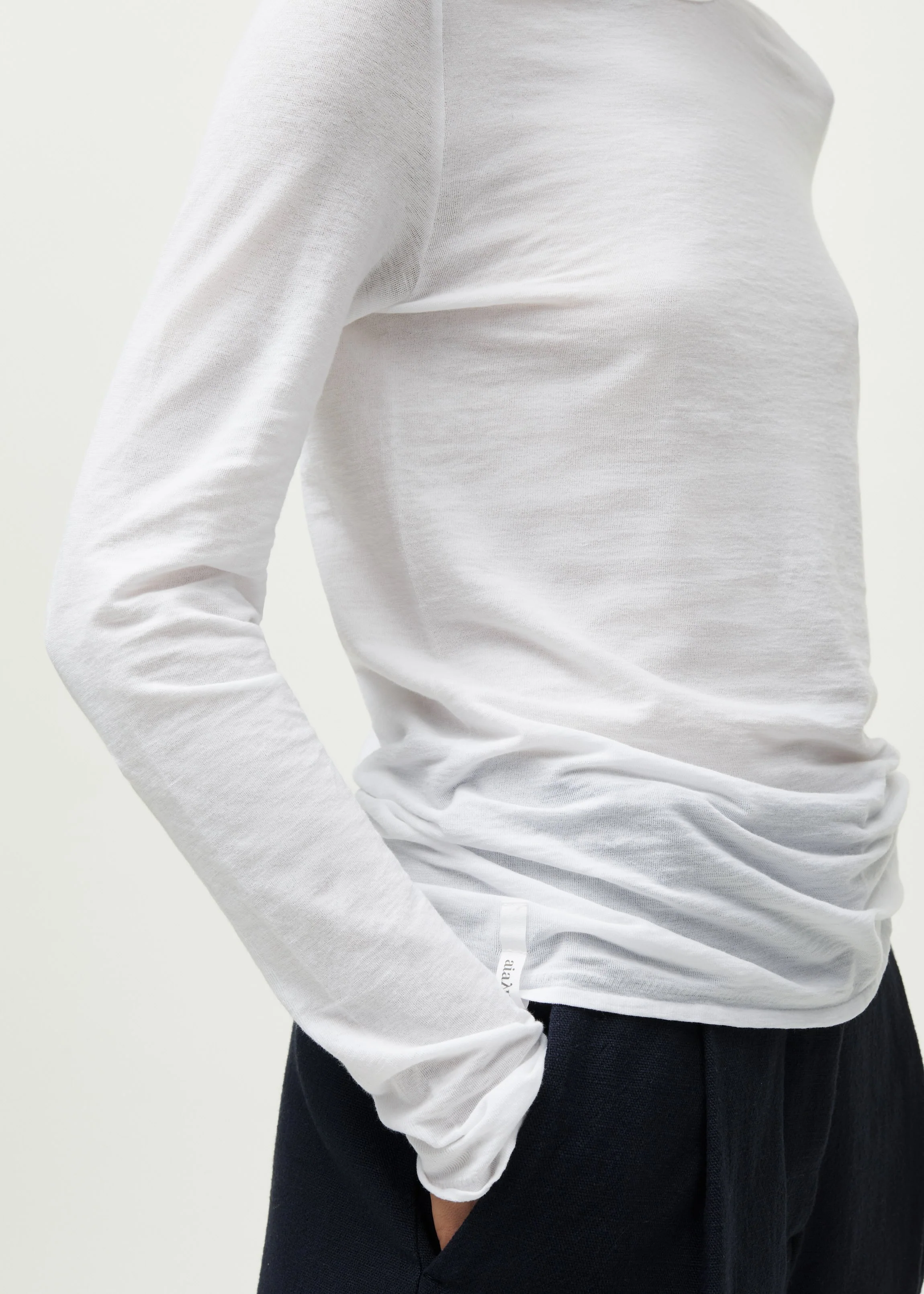 Gentle long sleeve – cotton cashmere blend | White - Image 4