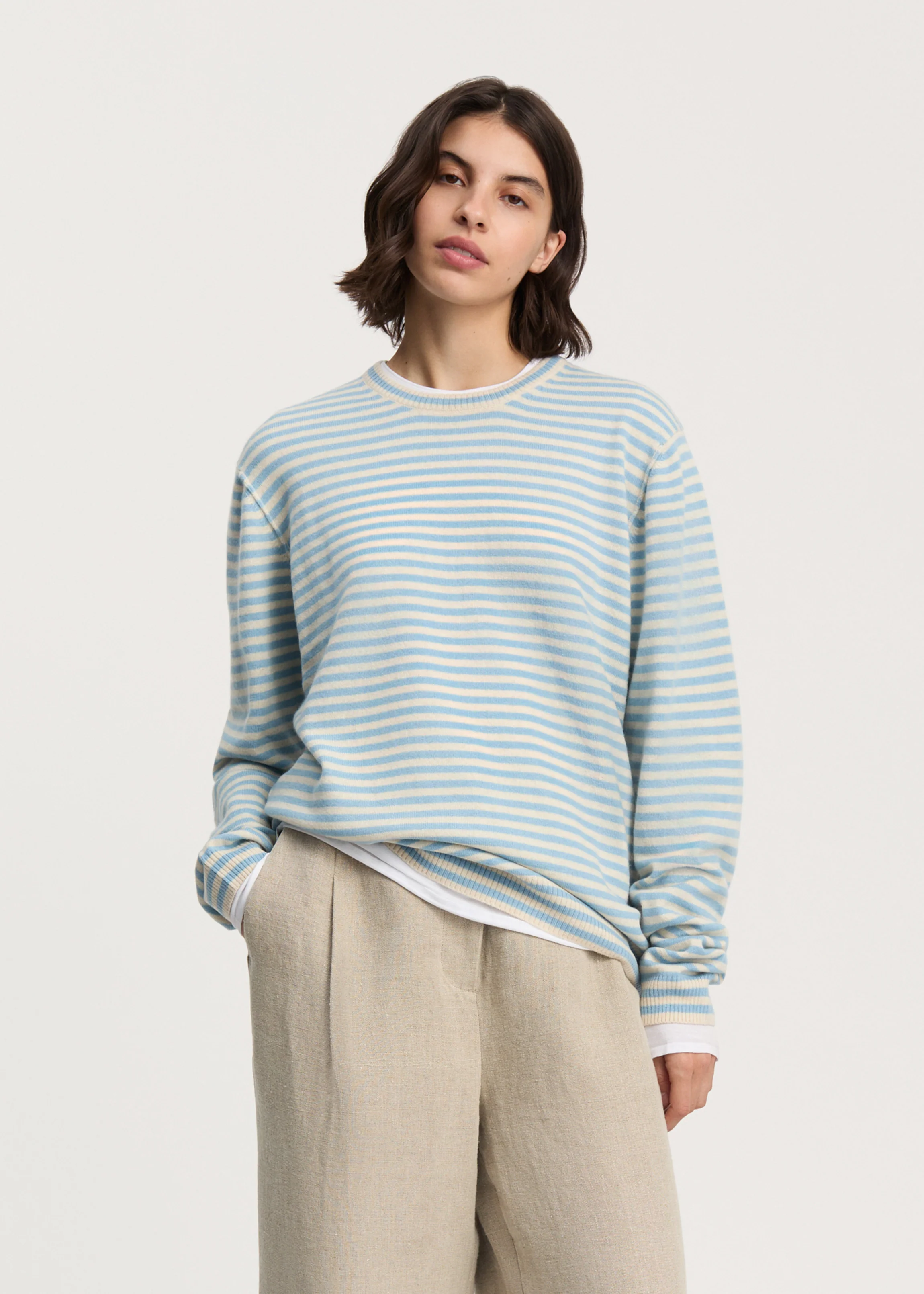 Leonardo sweater – pure cashmere | Mix Opal Blue - Image 7