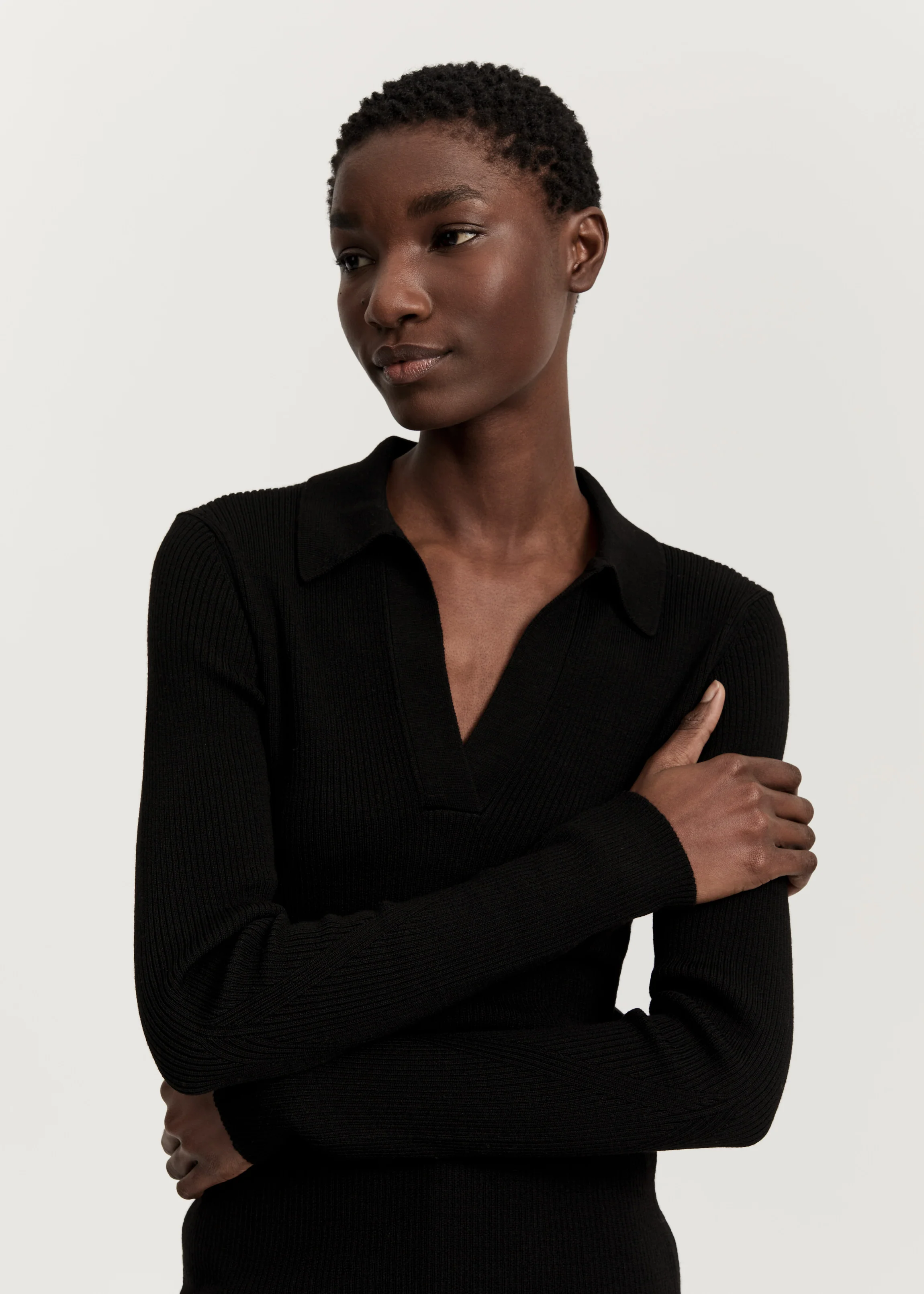 Noa polo blouse – pure merino wool | Black - Image 4