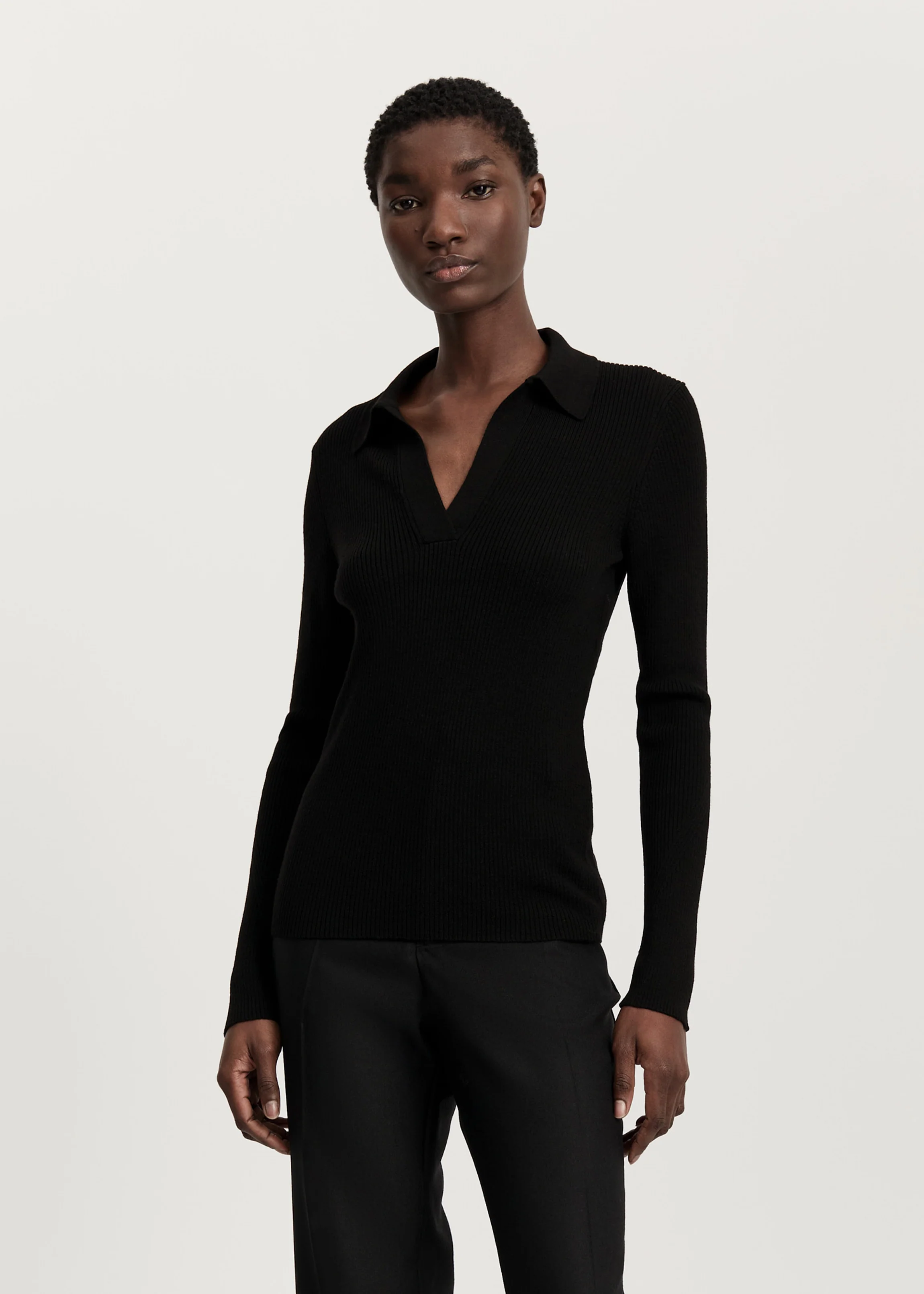 Noa polo blouse – pure merino wool | Black - Image 7